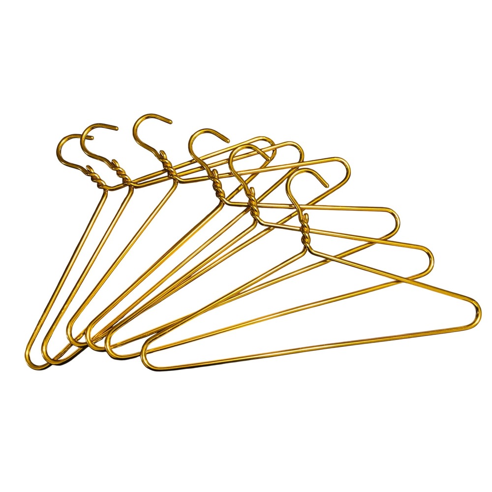 Gold Tone Aluminum Clothes Hangers 16.5in Set of 6 Twisted Neck Heavy Duty